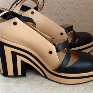 AUTHENTIC Chanel platform wedged heel  shoes.